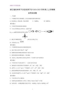 浙江省杭州市下沙區(qū)杭四下沙2024-2025學年高二上學期期末考試化學試題