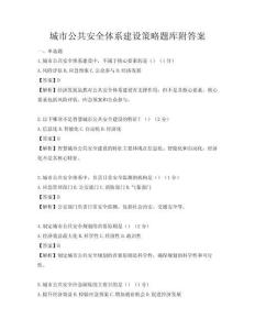 城市公共安全體系建設(shè)策略題庫附答案