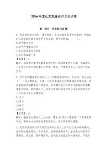 2026年黨紀黨規廉政知識測試題【網校專用】