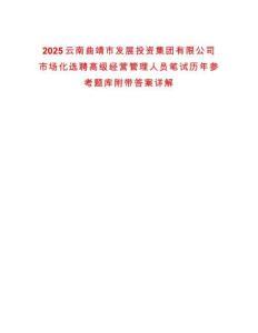 2025云南曲靖市發(fā)展投資集團有限公司市場化選聘高級經(jīng)營管理人員筆試歷年參考題庫附帶答案詳解