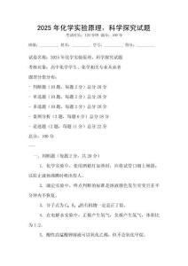 2025年化學實驗原理，科學探究試題