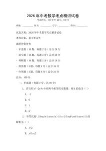 2026年中考數學考點精講試卷