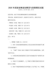 2025年國家戰略規劃解讀與政策模擬試題