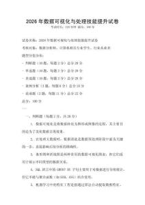 2026年数据可视化与处理技能提升试卷