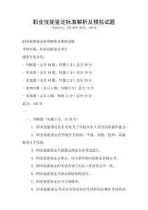 職業技能鑒定標準解析及模擬試題