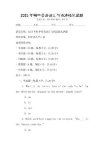 2025年初中英语词汇与语法强化试题