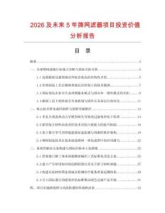2026及未來5年篩網(wǎng)濾器項(xiàng)目投資價值分析報告