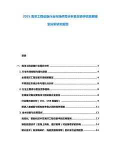 2025海洋工程設備行業市場供需分析及投資評估發展規劃分析研究報告