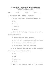 2025年成人高等教育英語測試試卷