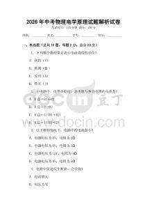 2026年中考物理電學原理試題解析試卷