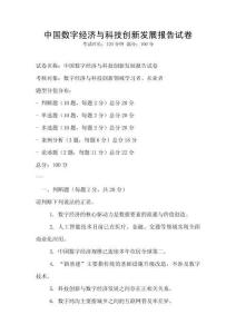 中國數字經濟與科技創新發展報告試卷