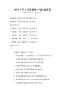2025年項目風險管理與考試及答案