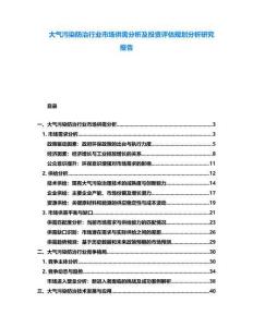 大气污染防治行业市场供需分析及投资评估规划分析研究报告