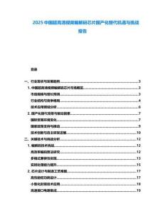 2025中國(guó)超高清視頻編解碼芯片國(guó)產(chǎn)化替代機(jī)遇與挑戰(zhàn)報(bào)告