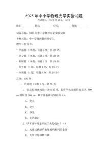 2025年中小学物理光学实验试题