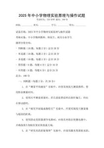 2025年中小学物理实验原理与操作试题