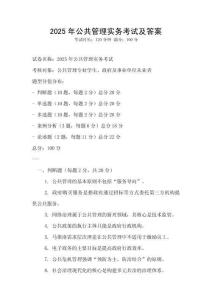2025年公共管理实务考试及答案