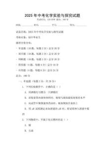 2025年中考化學實驗與探究試題