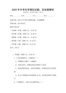 2025年中考化學模擬試題：實驗題解析