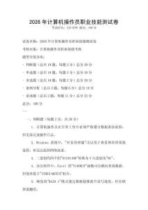 2026年計算機操作員職業技能測試卷