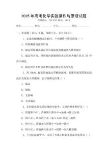 2025年高考化学实验操作与原理试题