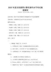 2025年度全国通用计算机操作水平考试真题解析