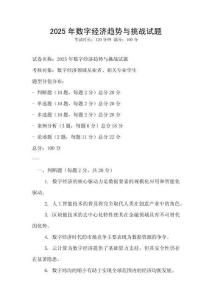2025年數(shù)字經(jīng)濟(jì)趨勢(shì)與挑戰(zhàn)試題