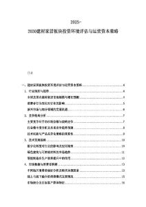 2025-2030建材家居板塊投資環境評估與運營資本策略