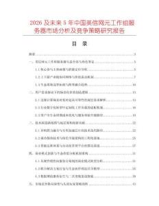 2026及未來5年中國英信網(wǎng)元工作組服務器市場分析及競爭策略研究報告