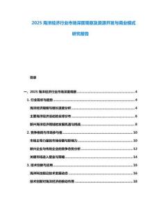 2025海洋經(jīng)濟(jì)行業(yè)市場深度觀察及資源開發(fā)與商業(yè)模式研究報告