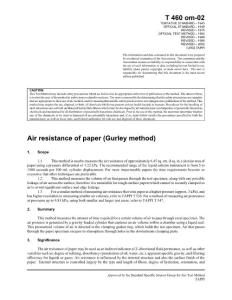 T460 Air resistance of paper (Gurley method)