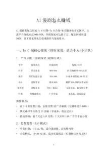 AI漫劇13.AI漫劇怎么賺錢(qián)
