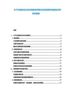 大气污染防治行业市场现状供需分析及投资评估规划分析研究报告