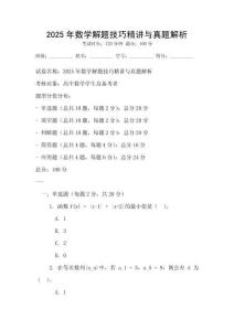 2025年數(shù)學解題技巧精講與真題解析