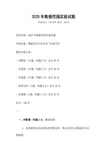 2025年数据挖掘实验试题