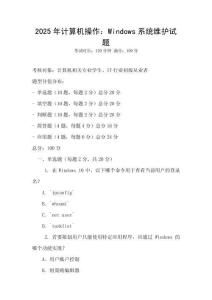 2025年計算機操作：Windows系統維護試題