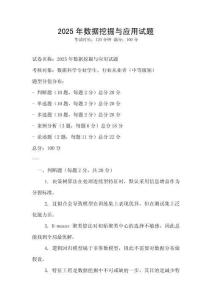 2025年數(shù)據(jù)挖掘與應(yīng)用試題