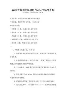 2025年數(shù)據(jù)挖掘原理與方法考試及答案