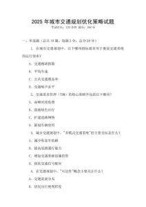 2025年城市交通規劃優化策略試題