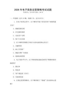 2026年電子商務運營策略考試試題