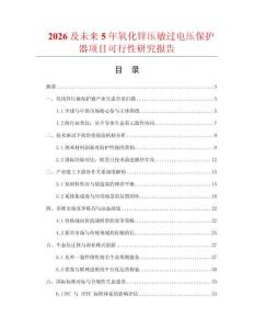 2026及未來5年氧化鋅壓敏過電壓保護器項目可行性研究報告