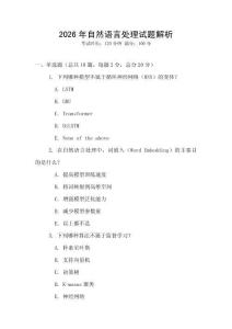 2026年自然語言處理試題解析