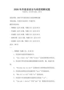 2026年丹麥語語法與閱讀理解試題
