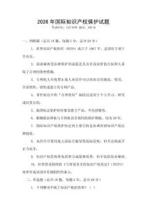2026年國際知識產權保護試題