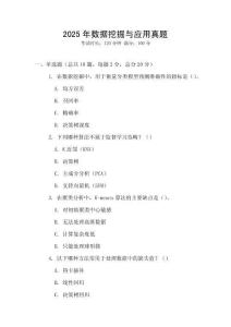 2025年數據挖掘與應用真題