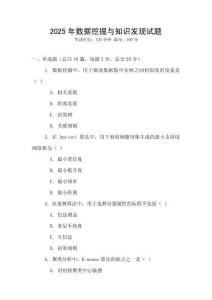 2025年數(shù)據(jù)挖掘與知識發(fā)現(xiàn)試題