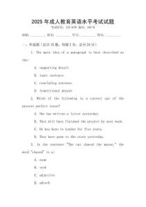 2025年成人教育英語水平考試試題