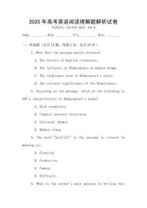 2025年高考英語閱讀理解題解析試卷