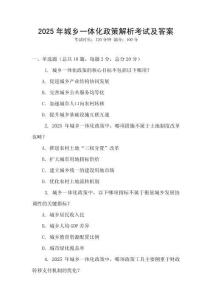 2025年城鄉(xiāng)一體化政策解析考試及答案