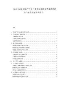 2025-2030房地產開發行業市場徹底調查及新增趨勢與地方規劃調研報告